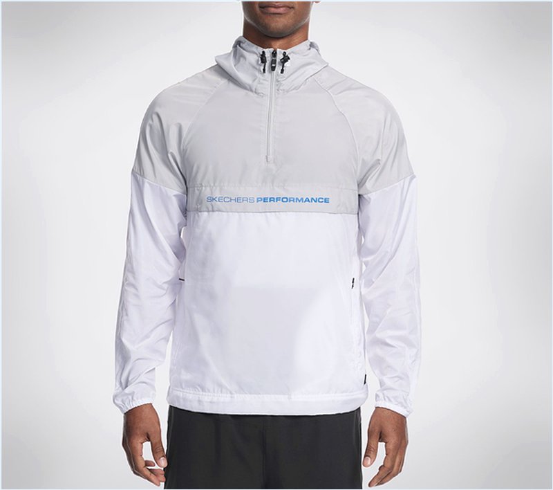  Men Breakers Packable Anorak Jacket Light White