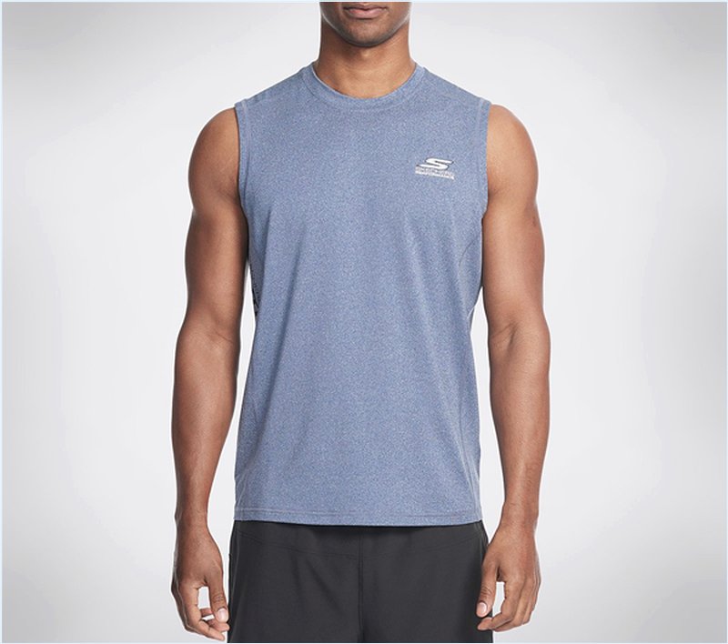  Men Vista Sleeveless Tech Tee Shirt Navy