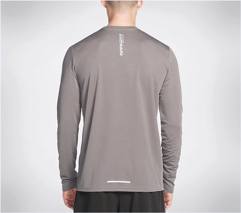  Men Split K Long Sleeve Tee Shirt Gray