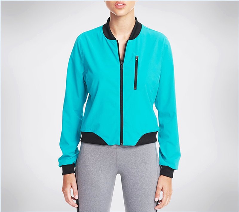  Women Ash Reversible Bomber Jacket Teal/Multi