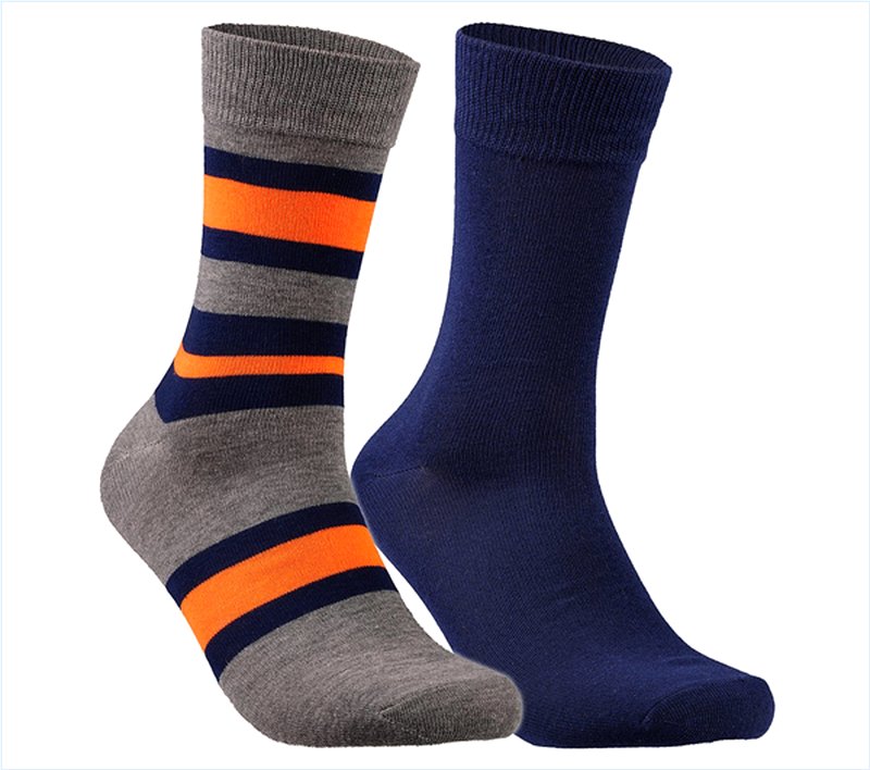  Men 2 Pack Super Soft Crew Socks Z Grey/Blue