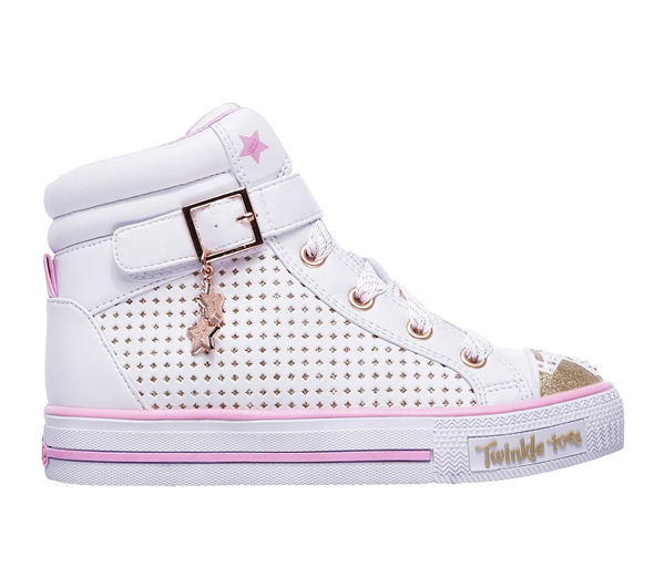  Girls Twinkle Toes: Shuffles - Pop Dazzle White/Pink