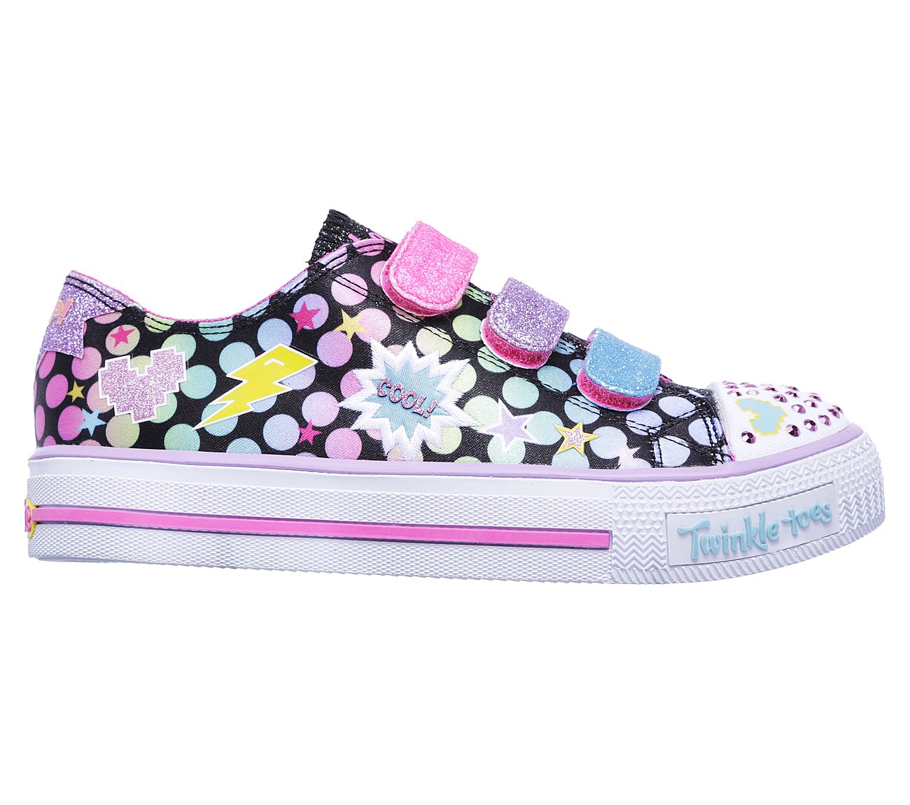  Girls Twinkle Toes: Shuffles - Poppin Posse Black/Multi