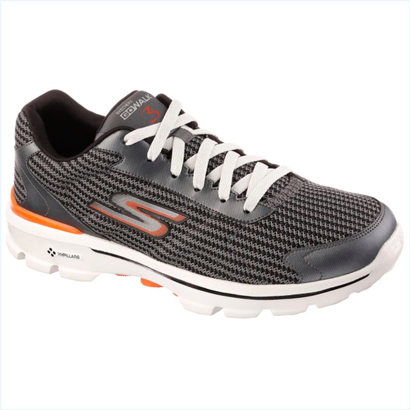  Men Extra Wide Fit (4E) Shoes - Fitknit Charcoal/Orange