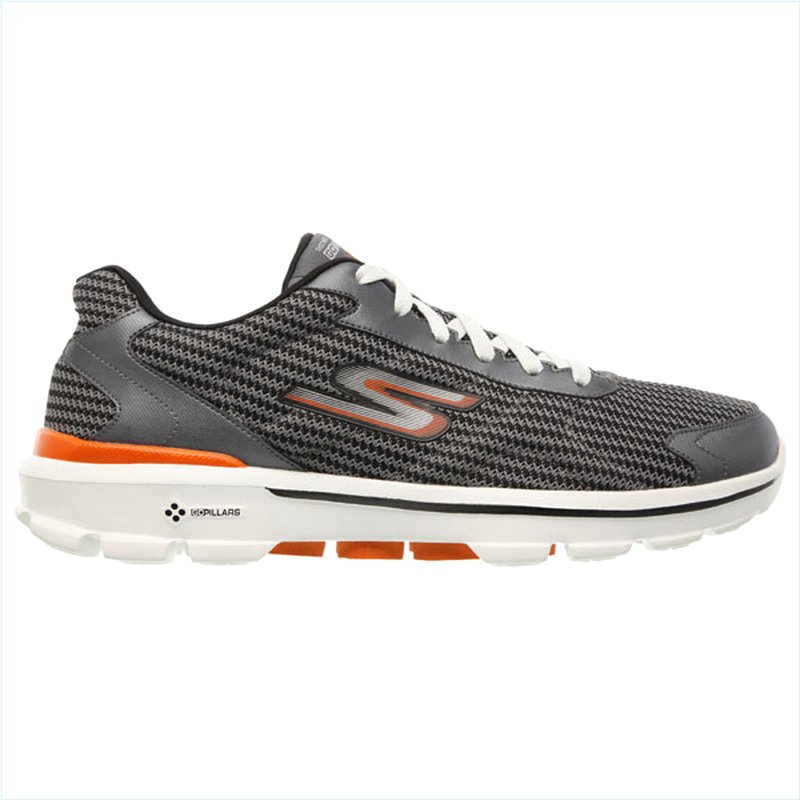  Men Extra Wide Fit (4E) Shoes - Fitknit Charcoal/Orange