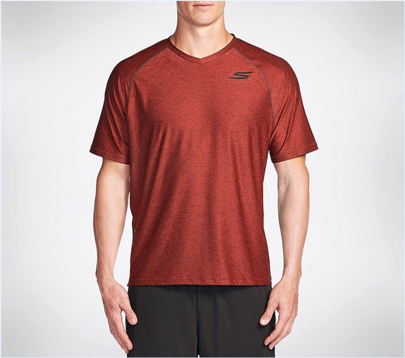  Men Eclipse V-Neck Tee Shirt Red