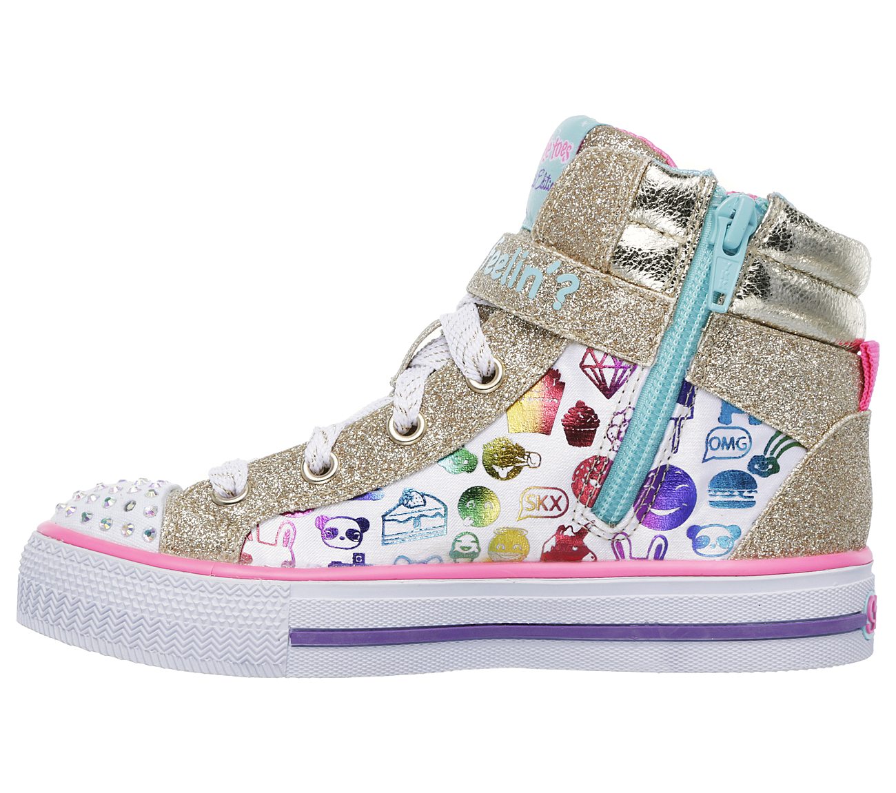  Girls Twinkle Toes: Shuffles - Giggle Glam White/Multi