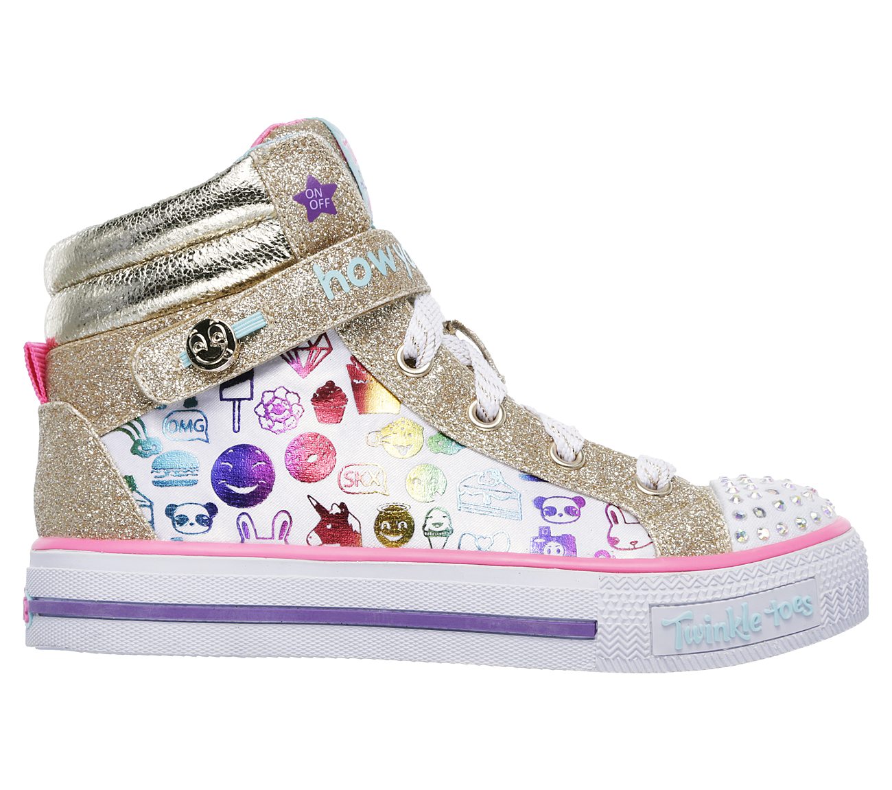  Girls Twinkle Toes: Shuffles - Giggle Glam White/Multi