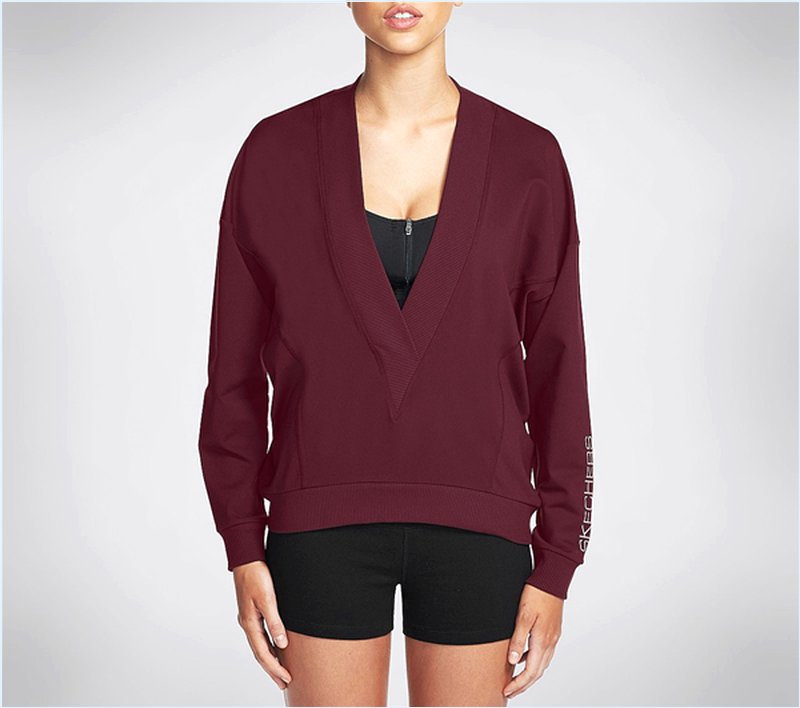  Women Canyon V-Neck Sweat Shirt Burgundy