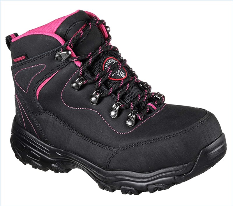  Women Work: D'Lites - Amasa Alloy Toe Black/Fuchsia