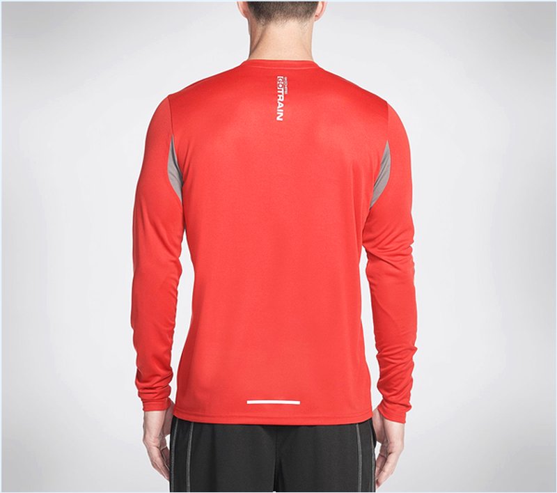  Men Split K Long Sleeve Tee Shirt Red