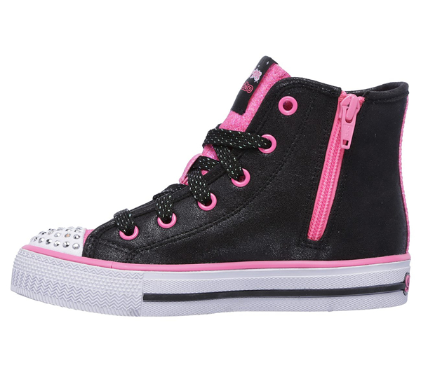  Girls Twinkle Toes: Shuffles - Rockin Stars Black/Neon Pink