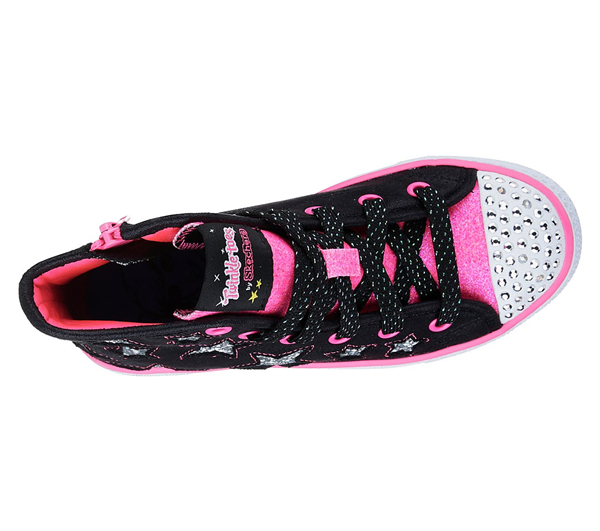  Girls Twinkle Toes: Shuffles - Rockin Stars Black/Neon Pink