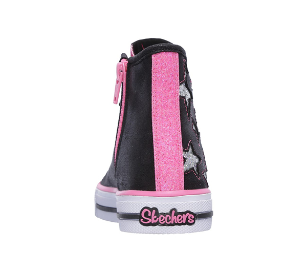  Girls Twinkle Toes: Shuffles - Rockin Stars Black/Neon Pink