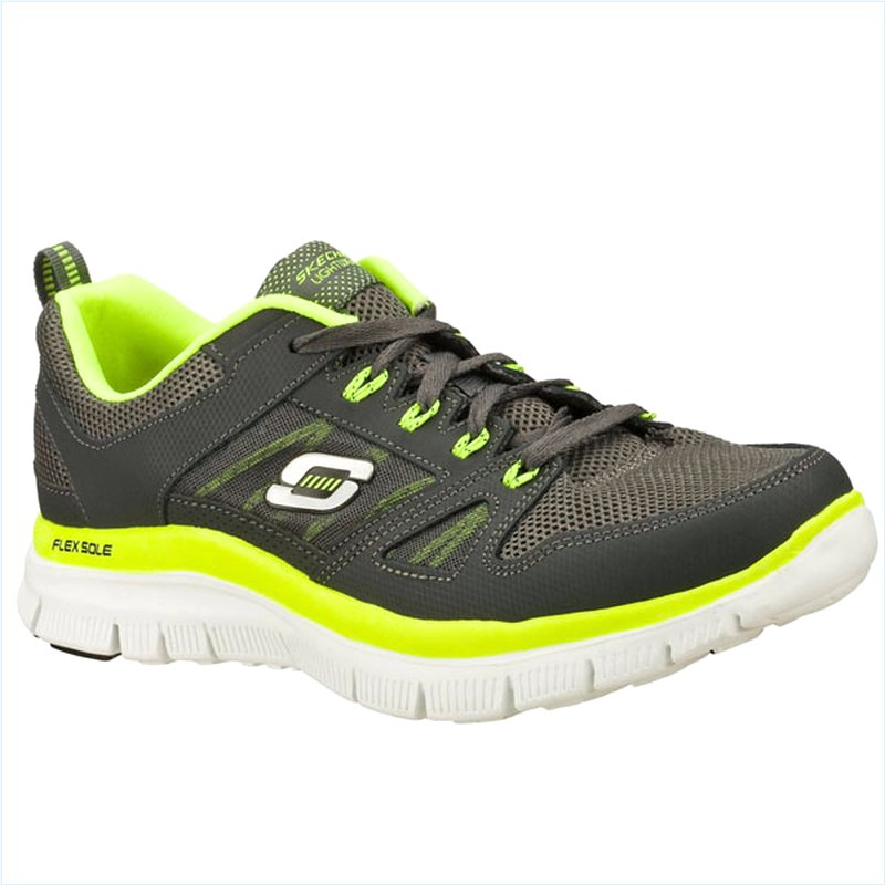  Men Wide Fit (2E) Shoes - Charcoal/Lime