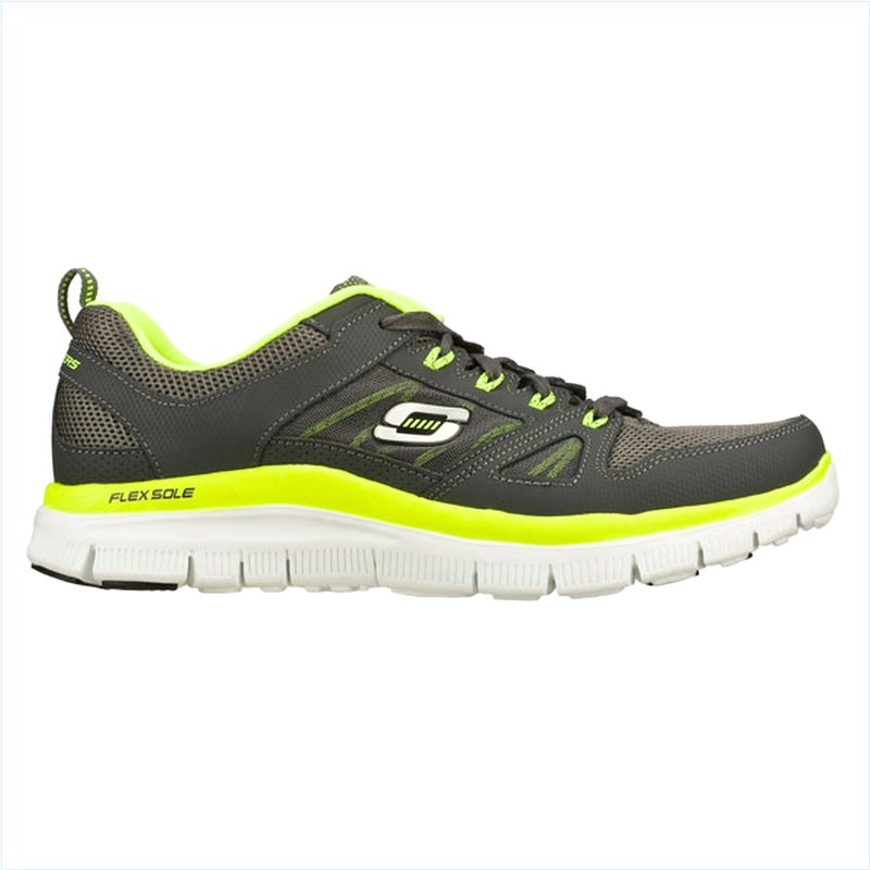  Men Wide Fit (2E) Shoes - Charcoal/Lime