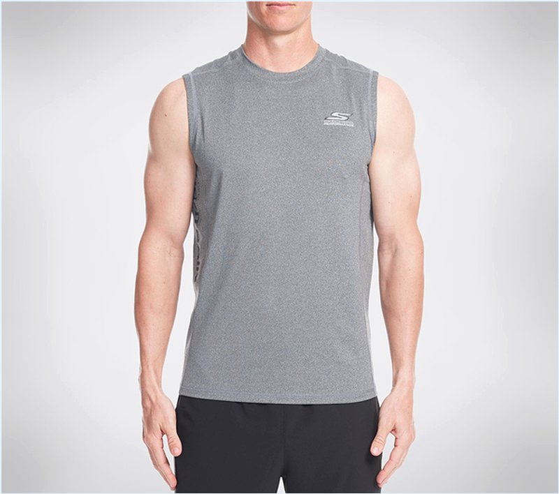  Men Vista Sleeveless Tech Tee Shirt Gray