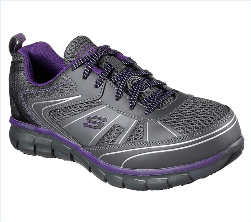  Women Work: Synergy - Algonac Alloy Toe Charcoal/Purple