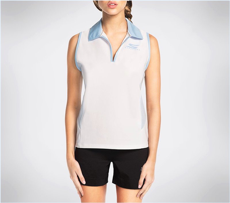  Women GO Golf Downswing Sleeveless Polo Shirt White