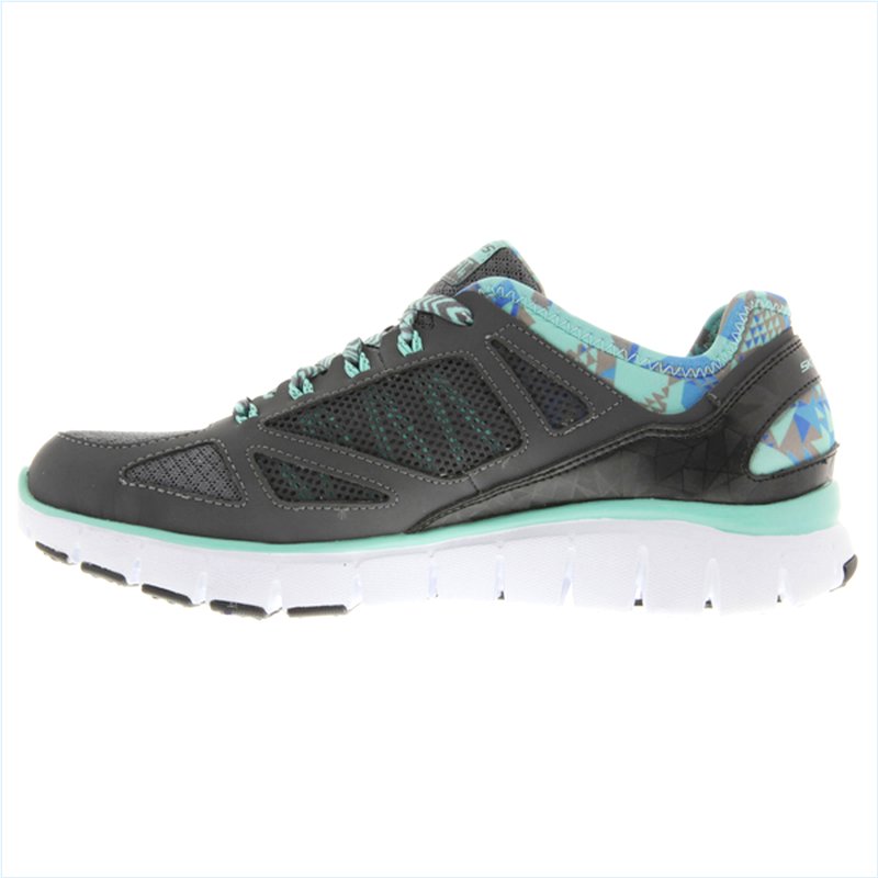  Women Relaxed Fit: Skech-Flex - Ultimate Reality Charcoal/Aqua