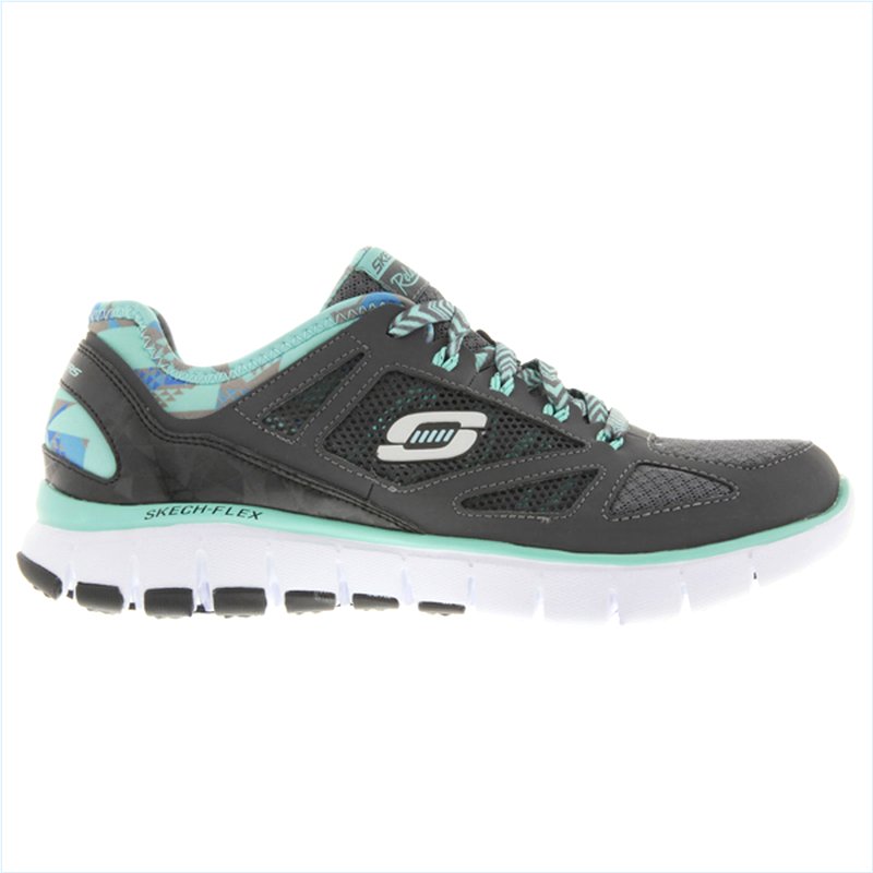  Women Relaxed Fit: Skech-Flex - Ultimate Reality Charcoal/Aqua