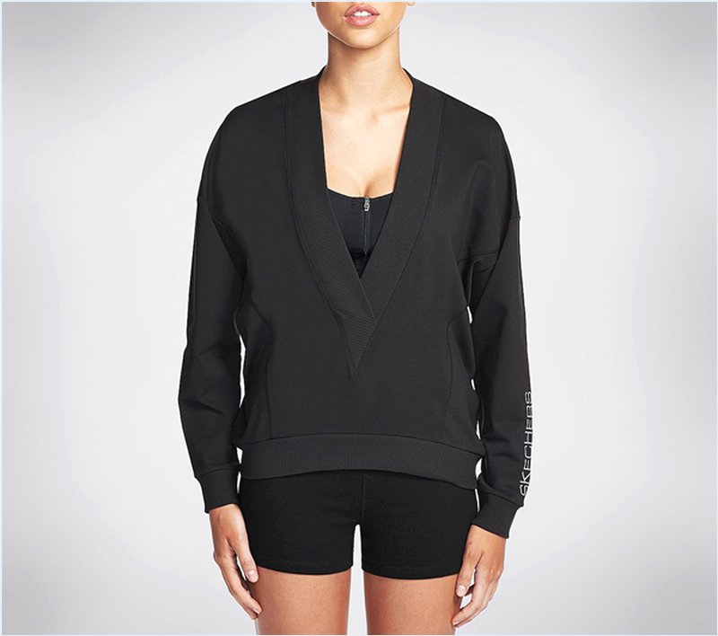  Women Canyon V-Neck Sweat Shirt Black