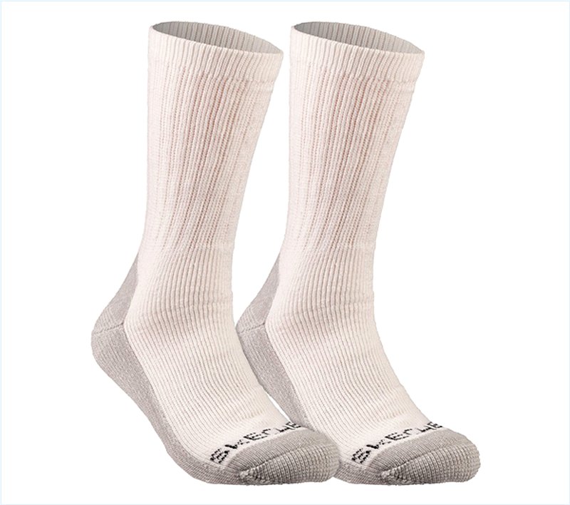  Men 2 Pack Half Terry Work Crew Socks Z White