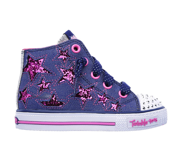  Girls Twinkle Toes: Shuffles - Lil Rockin Star Navy/Hot Pink