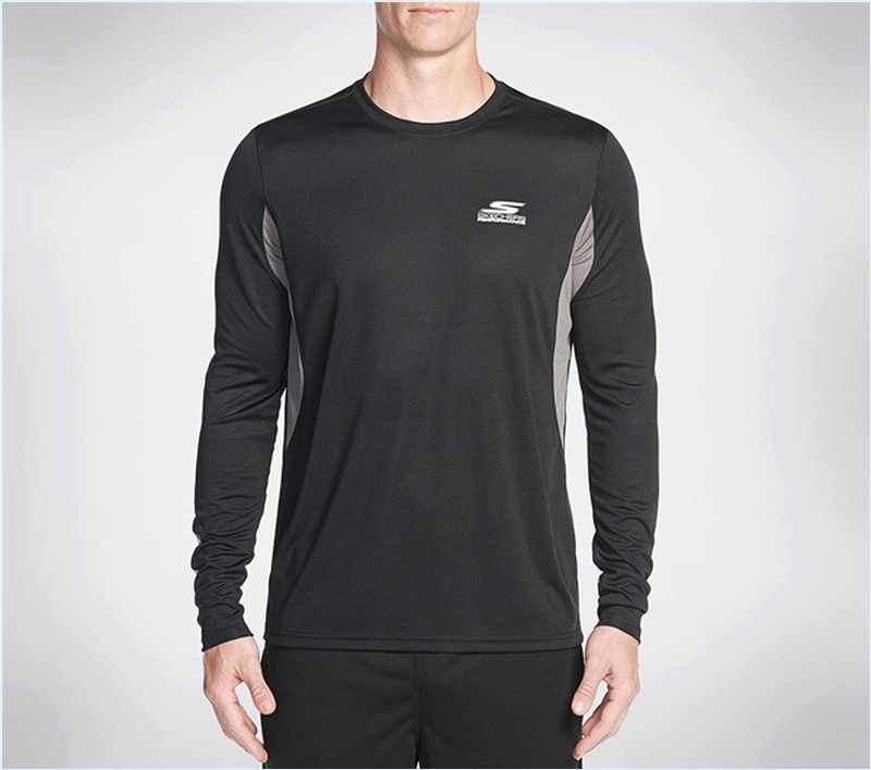  Men Split K Long Sleeve Tee Shirt Black