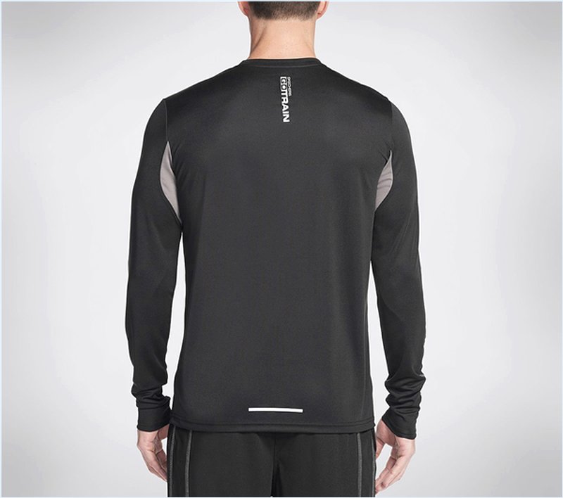  Men Split K Long Sleeve Tee Shirt Black