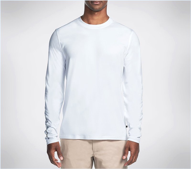  Men Overcast Long Sleeve Tee Shirt White