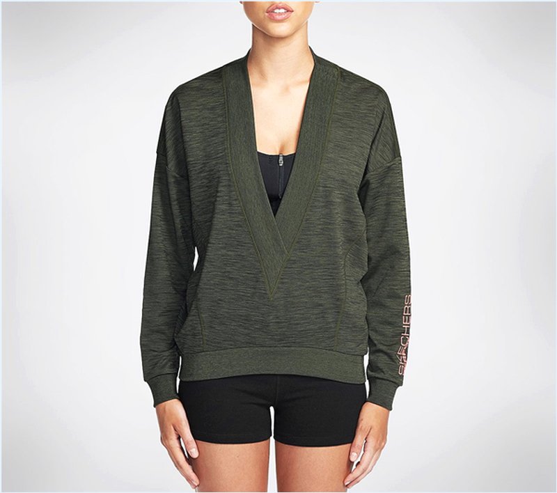  Women Canyon V-Neck Sweat Shirt Green