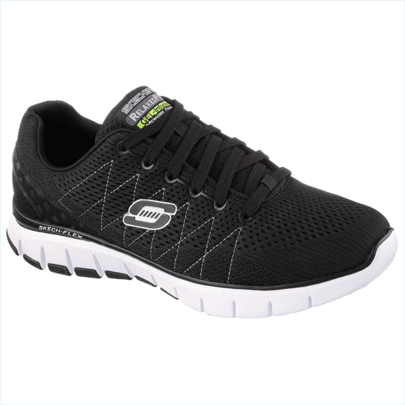  Men Extra Wide Fit (4E) Shoes - Skech-Flex Black/White