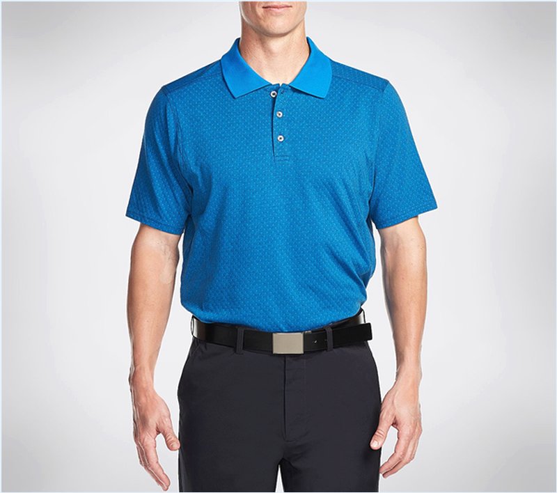  Men GO Golf Prado Jacquard Polo Shirt Blue