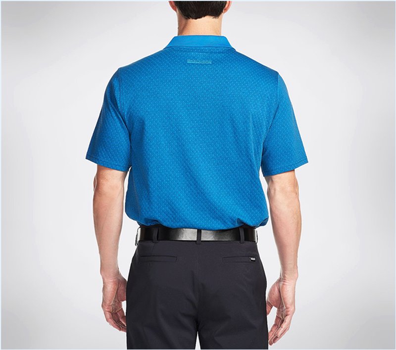  Men GO Golf Prado Jacquard Polo Shirt Blue