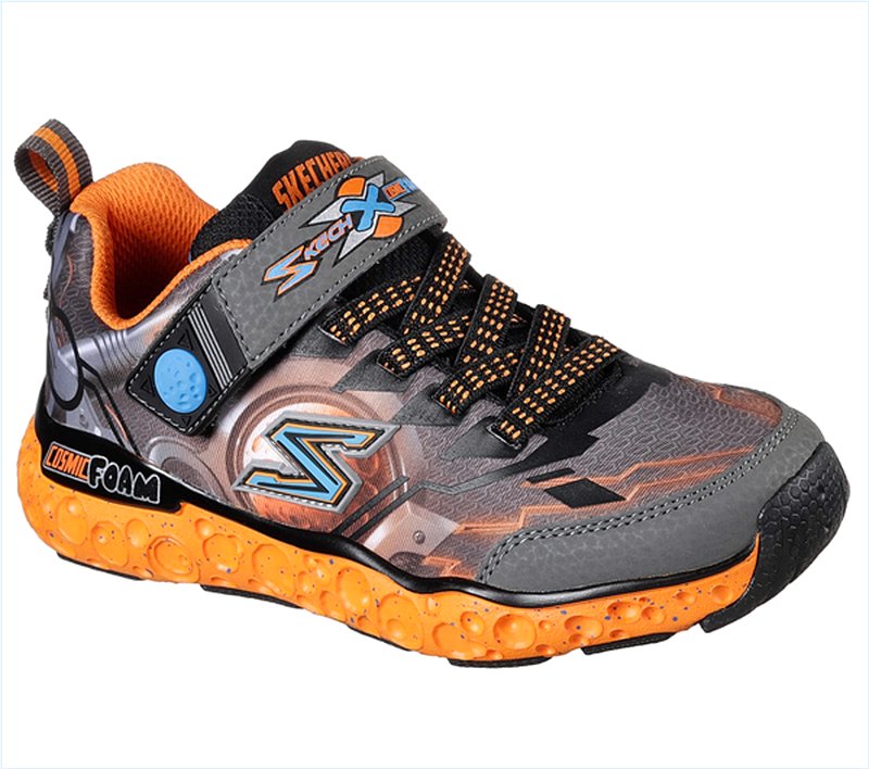  Boys Skech-X: Cosmic Foam - Futurist Charcoal/Orange