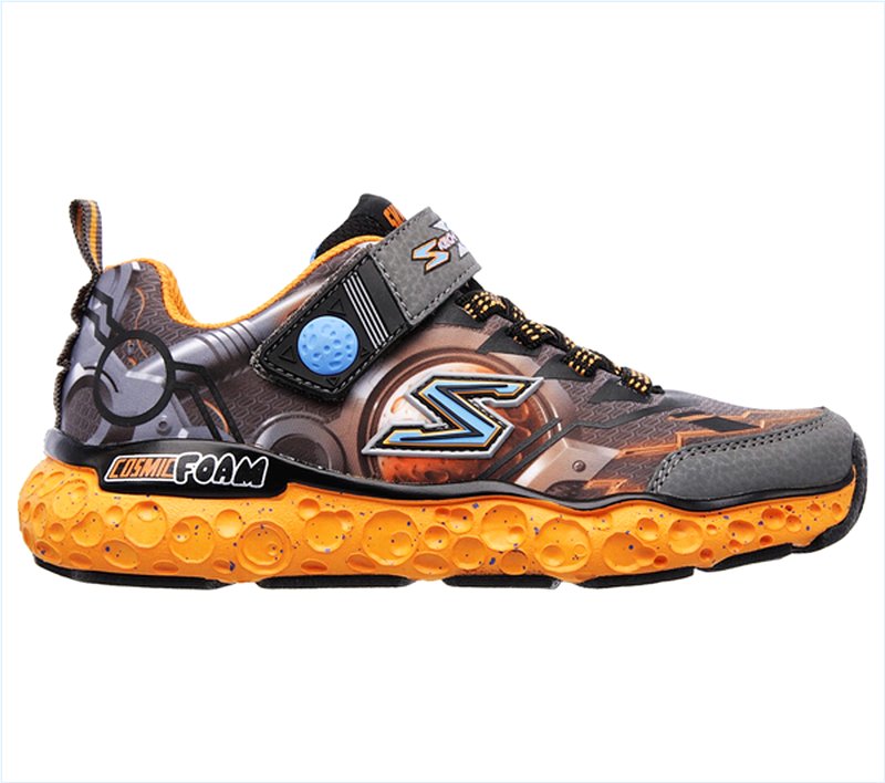  Boys Skech-X: Cosmic Foam - Futurist Charcoal/Orange